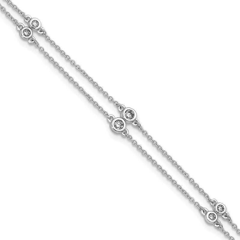 14K Weißgold Komplett 1/4 Karat Diamant Multi-station Doppelt Strang 7 Zoll Armband