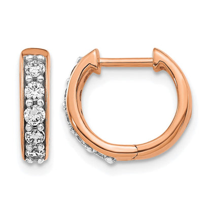 14K Roségold Creolen mit Klappscharnier, 0,33 ct. Diamanten