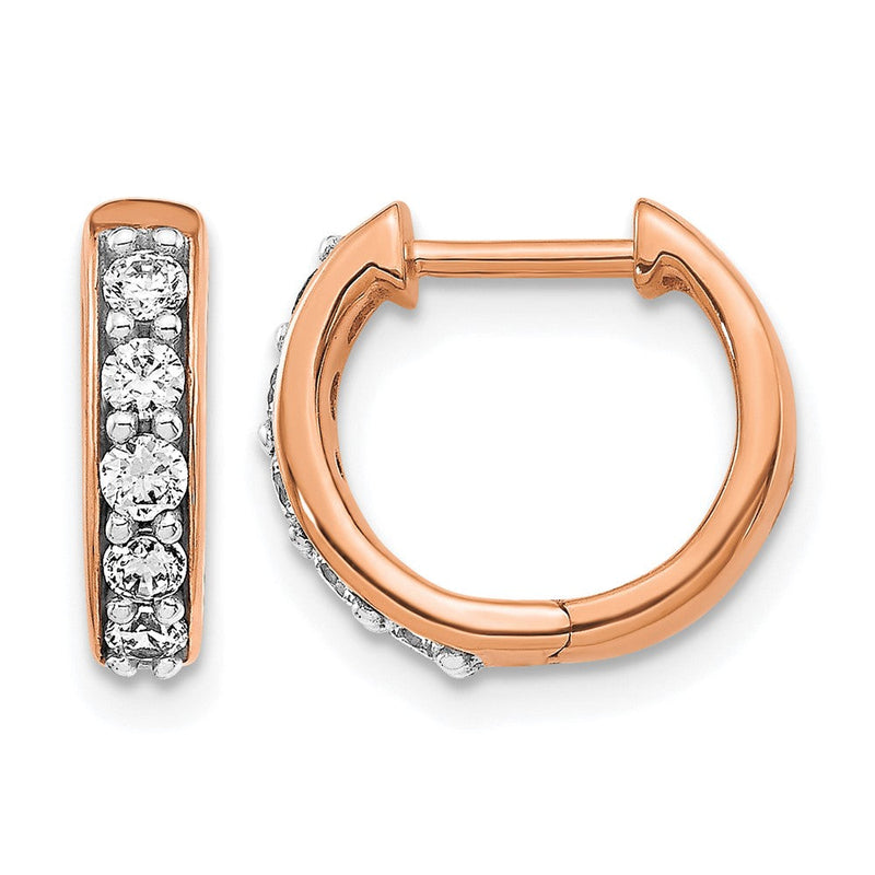14K Roségold Creolen mit Klappscharnier, 0,33 ct. Diamanten