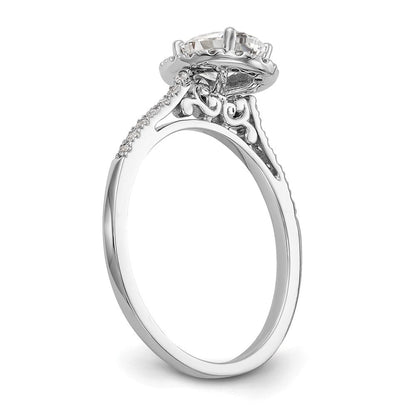 14K Weißgold Heiligenschein (holds 1 Karat (7x5mm) Oval Mittig) 1/4 Karat Diamant Halbfassung Verlobungsring