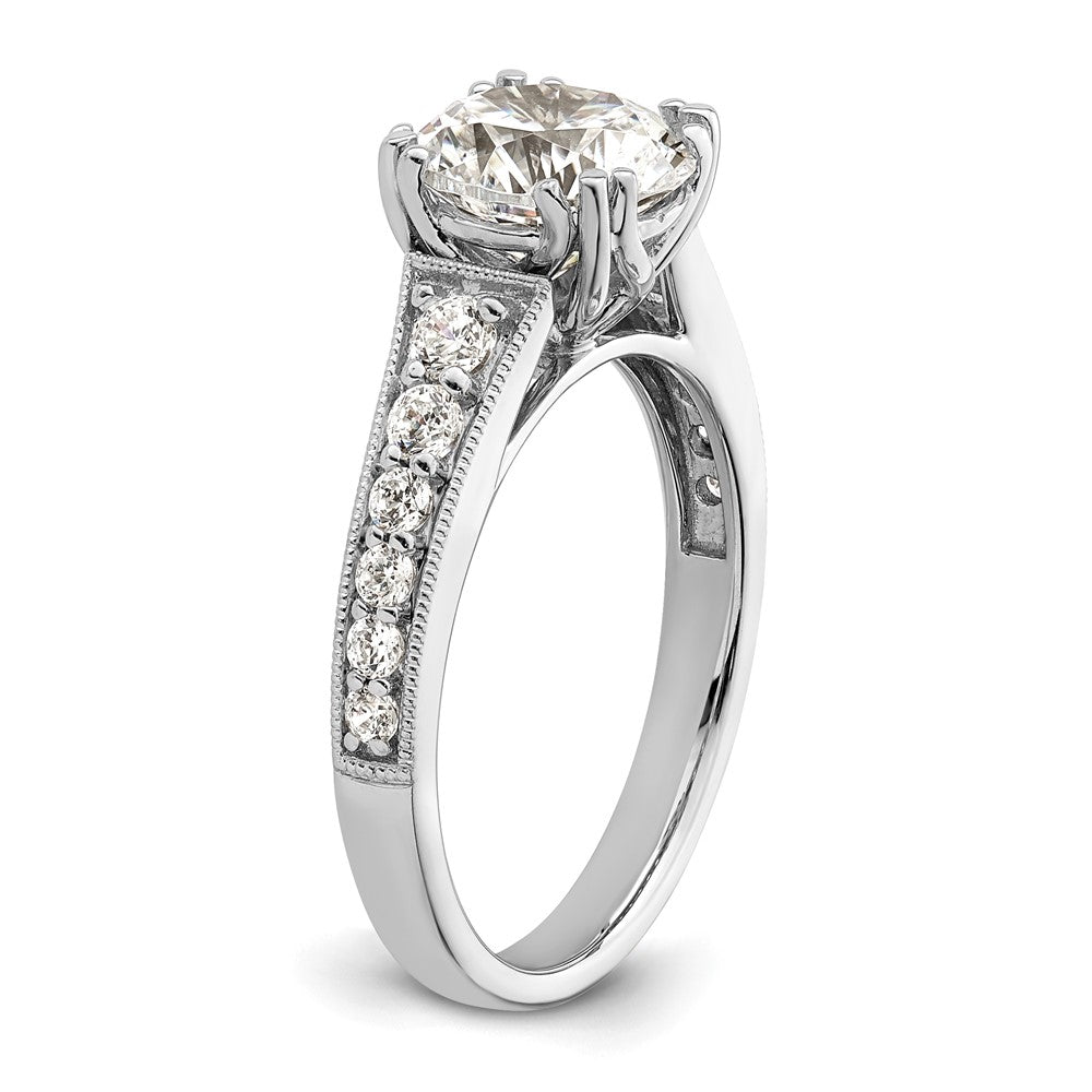 14K Weißgold (holds 2 Karat (8.2mm) Rund Mittig) 3/8 Karat Diamant Halbfassung Verlobungsring