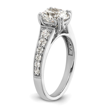 14K Weißgold (holds 2 Karat (8.2mm) Rund Mittig) 3/8 Karat Diamant Halbfassung Verlobungsring
