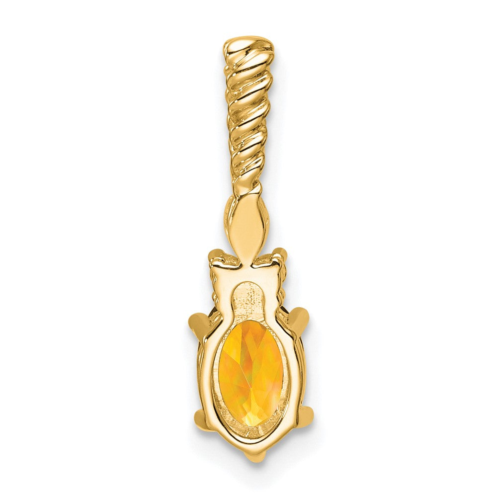 14K Gelbgold Diamant und 7x5 Oval November/citrine Gedreht Kette Anhänger
