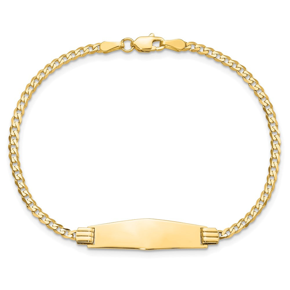 14K Gelbgold Poliert Massiv Kette/solid Platte Panzer Glieder Weich Diamant Form 24.5x7.8mm Platte 7 Zoll Id Armband
