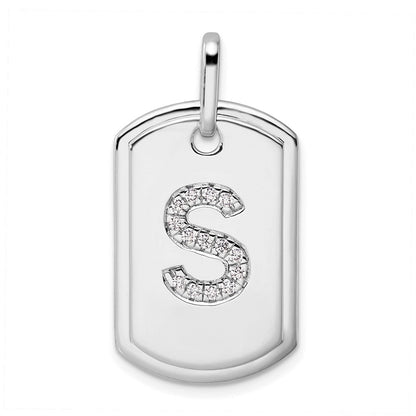 14K Weißgold Diamant-Initial-„S"-Erkennungsmarken-Charm