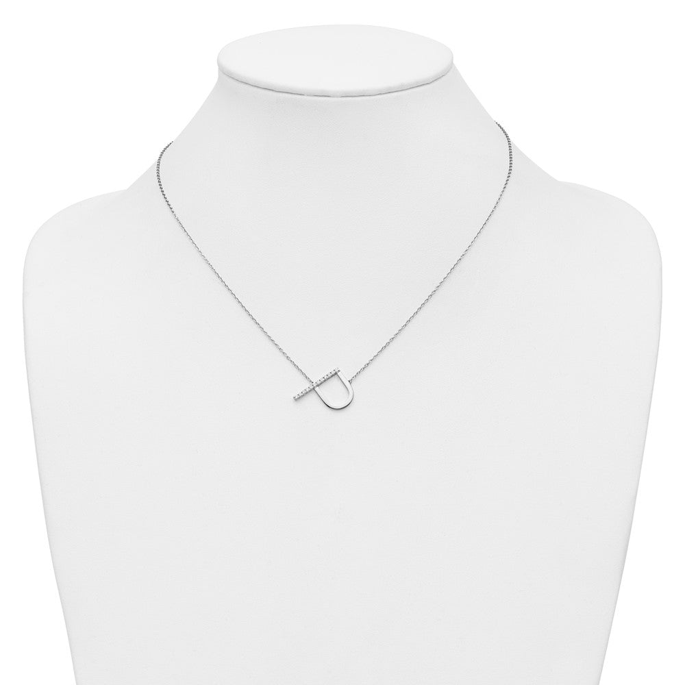 14K Weißgold Seitlich Diamant Initiale P 18 Zoll Halskette