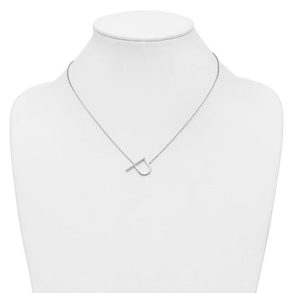 14K Weißgold Seitlich Diamant Initiale P 18 Zoll Halskette