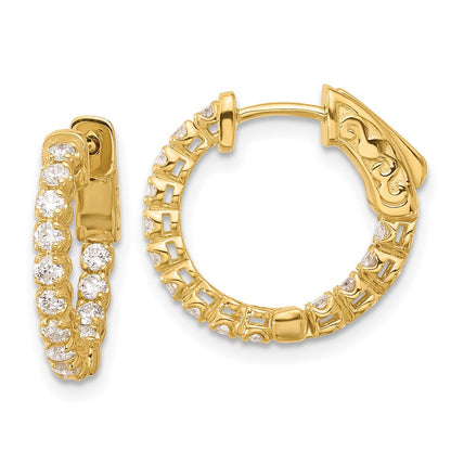 14K Gelbgold.56 Karat Diamant In/out Creole mit Sicherheits Verschluss Ohrringe