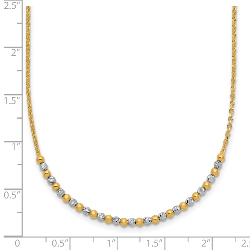14K Bicolor Gold Bicolor Diamantiert Gekugelt 18 Zoll Halskette