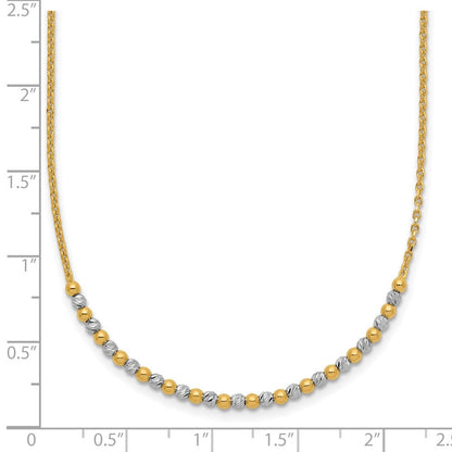 14K Bicolor Gold Bicolor Diamantiert Gekugelt 18 Zoll Halskette