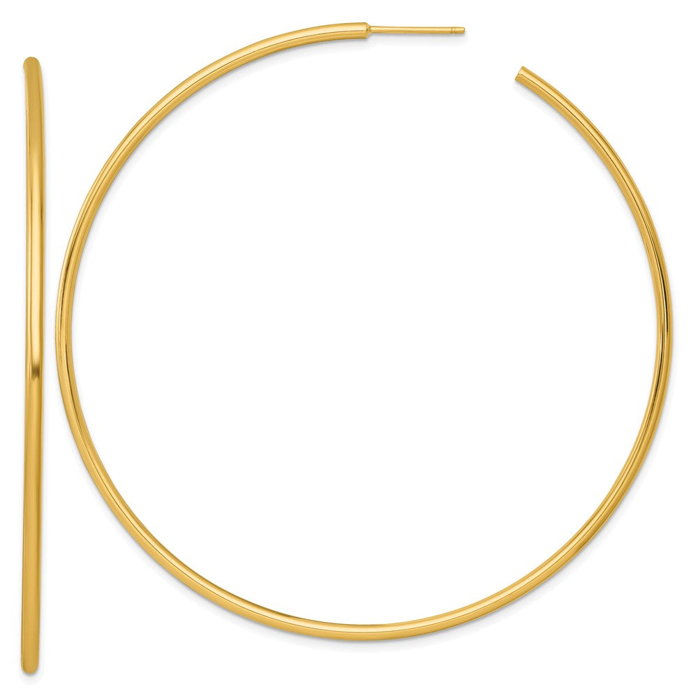 14K Gelbgold Poliert 2.0 X 75mm Röhre C-hoop Ohrstecker