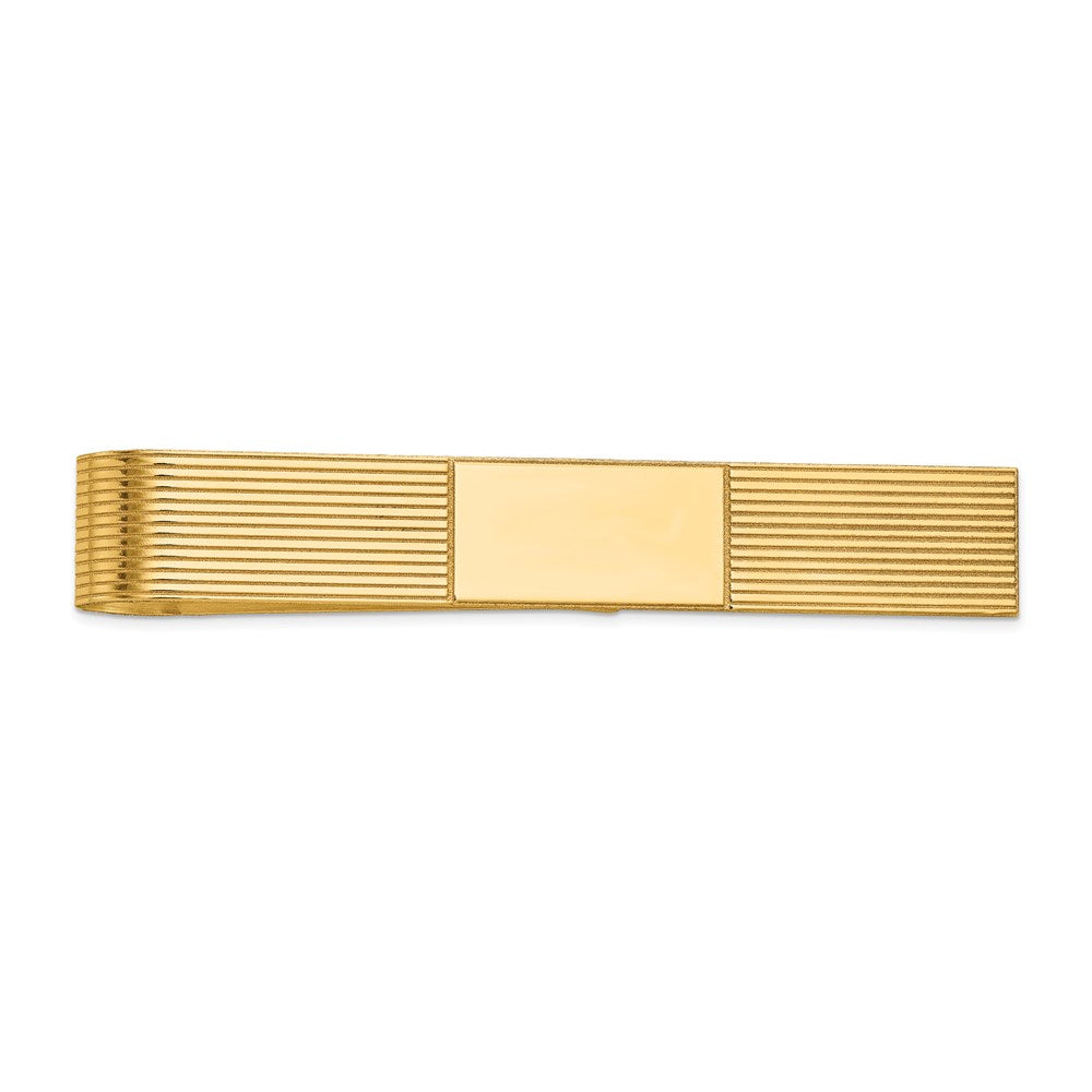 14K Gelbgold Herren Gerillt Gravierbar Krawatten Stab