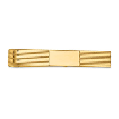 14K Gelbgold Herren Gerillt Gravierbar Krawatten Stab