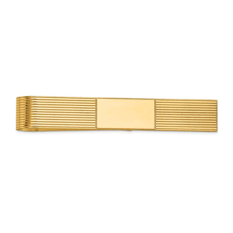 14K Gelbgold Herren Gerillt Gravierbar Krawatten Stab