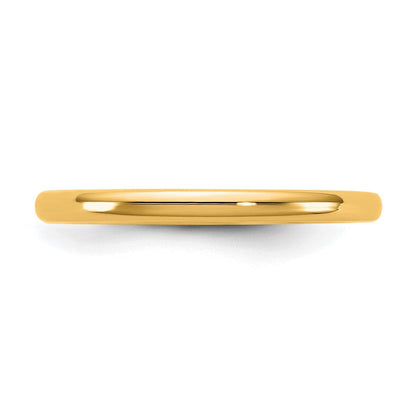 14K Gelbgold 2 mm Europäischer Ehering mit Komfort-Passform