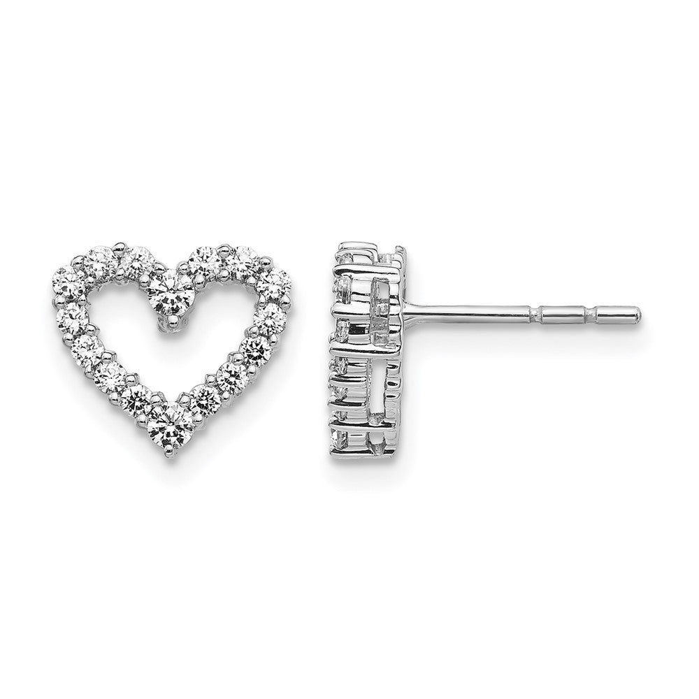 14K Weißgold Ohrstecker Herz mit 0,33K Diamanten