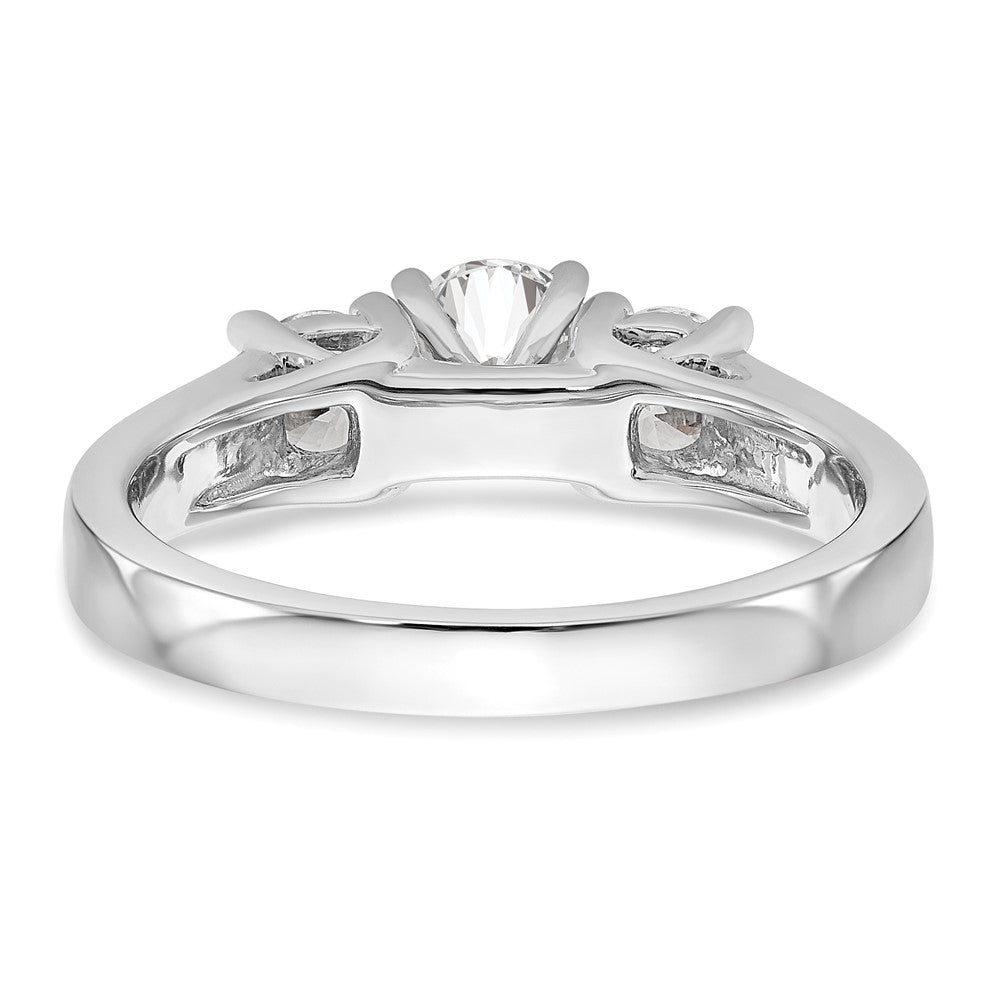 14K Weißgold 3-stone Stift Set Mittig Halbfassung Diamant Verlobungsring