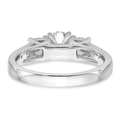 14K Weißgold 3-stone Stift Set Mittig Halbfassung Diamant Verlobungsring