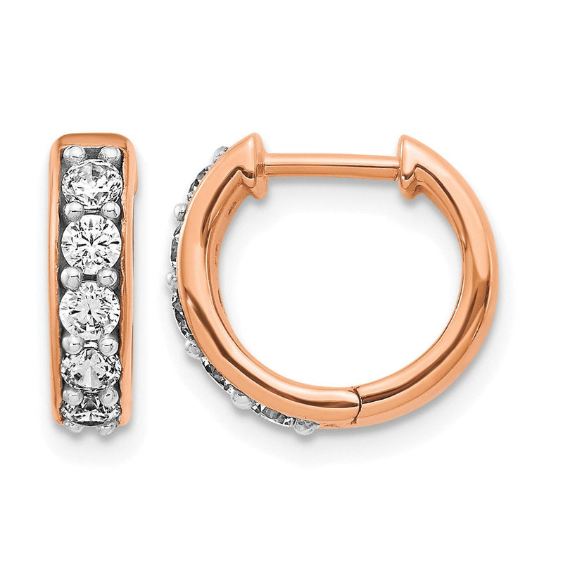 14K Roségold Creolen mit Scharnier und 0,5K Diamanten