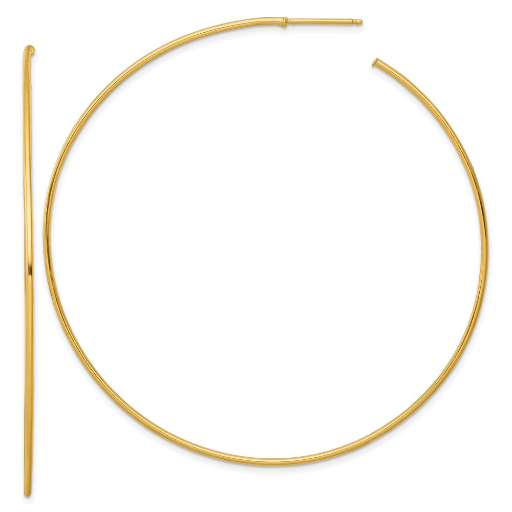 14K Gelbgold Poliert 1.2 X 70mm Massiv C-hoop Ohrstecker