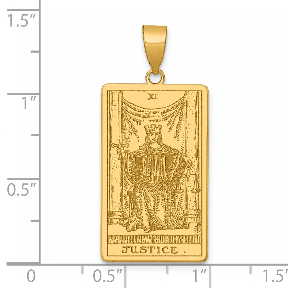 14K Gelbgold Justice Tarot Card Anhänger