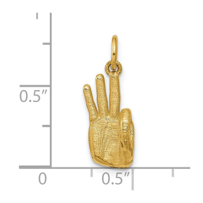 14K Gelbgold Amerikanische Gebärdensprache Alphabet Fingeralphabet Zeichen F Anhänger
