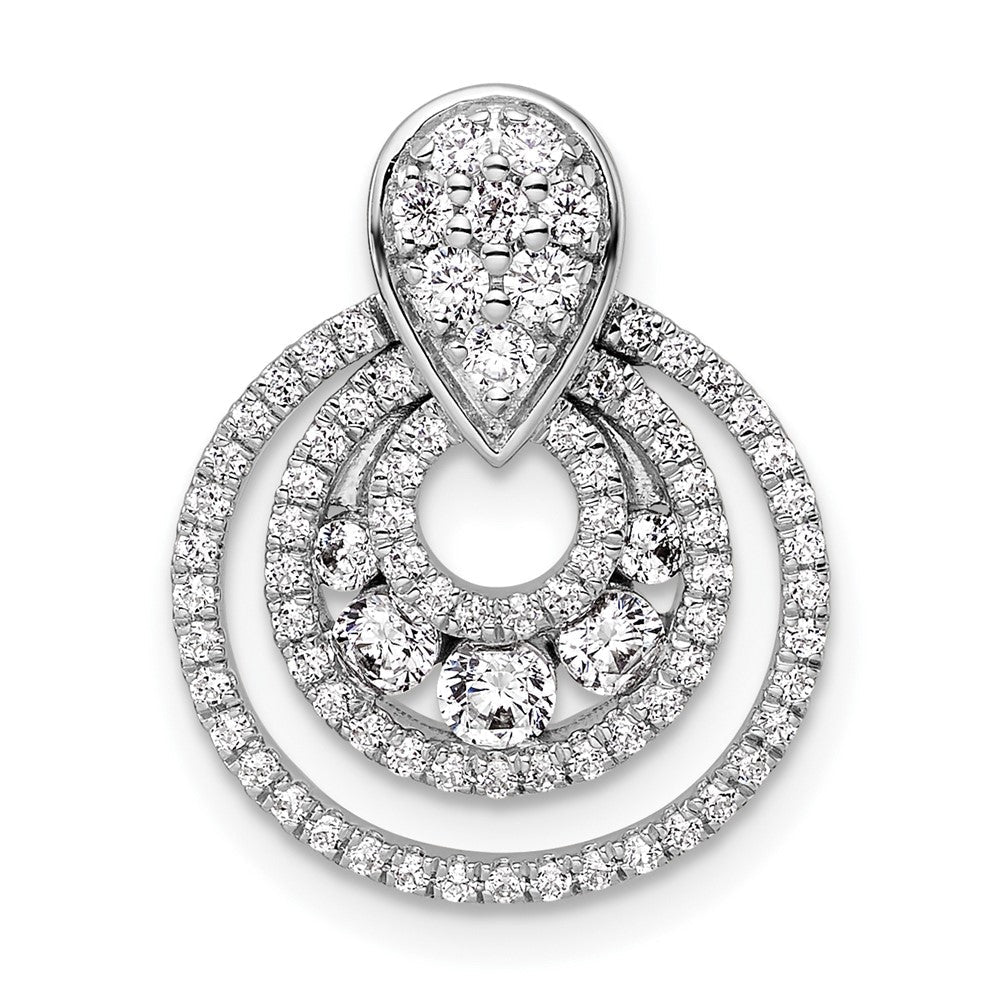 14K Weißgold Poliert 5/8 Karat Diamant Geschichtet Kreise Doorknocker Kette Anhänger