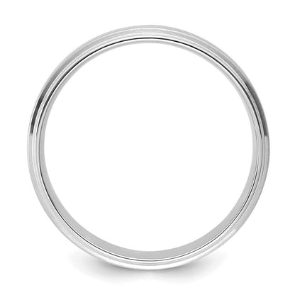 14K Weißgold 6 mm Ehering, schwer, Komfort-Passform, gebürstet satiniert/poliert, gestufte Kante