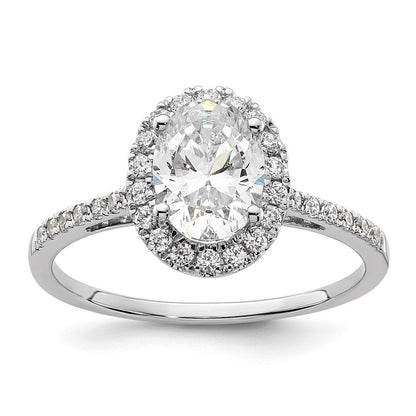 14K Bicolor Gold Bicolor Heiligenschein (holds 1.5 Karat (8x6mm) Oval Mittig) 1/3 Karat Diamant Halbfassung Verlobungsring