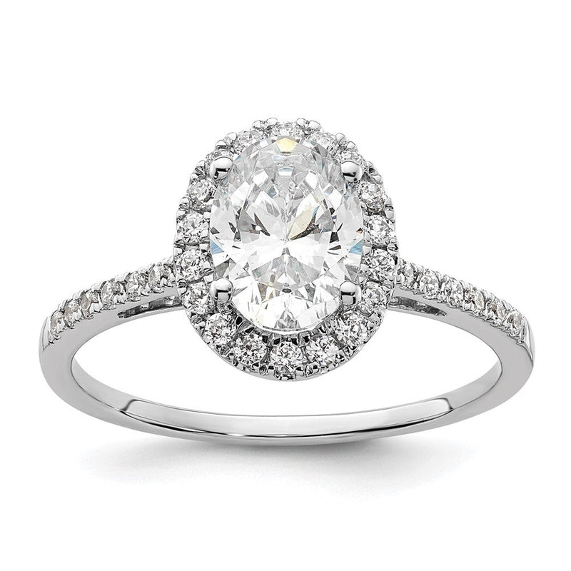 14K Bicolor Gold Bicolor Heiligenschein (holds 1.5 Karat (8x6mm) Oval Mittig) 1/3 Karat Diamant Halbfassung Verlobungsring