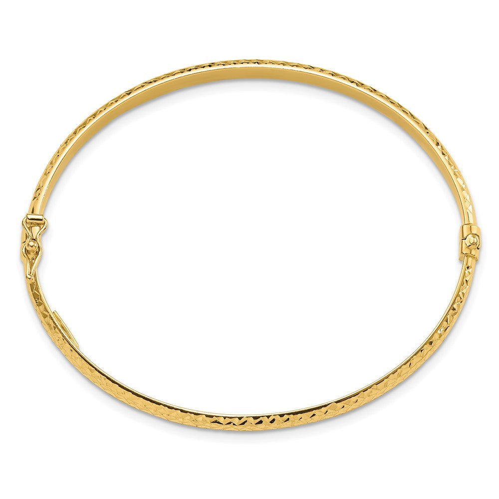 14K Gelbgold Poliert Diamantiert 4.00mm Klappbar Oval Armreif Armband