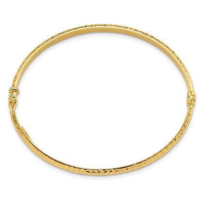 14K Gelbgold Poliert Diamantiert 4.00mm Klappbar Oval Armreif Armband