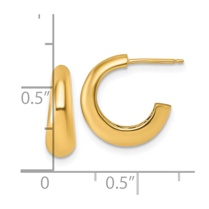 14K Gelbgold Poliert Hohl C-hoop Ohrstecker