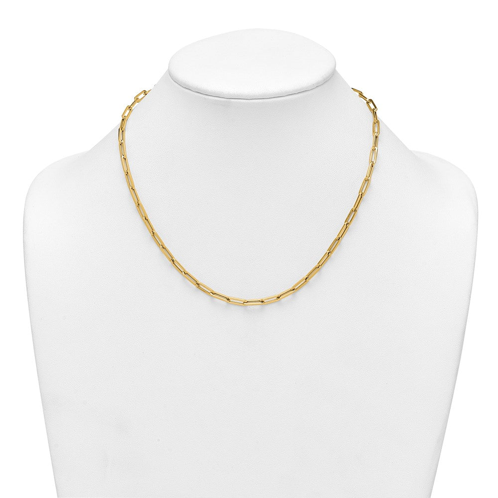 14K Gelbgold Poliert 4mm Büroklammer Glieder 18 Zoll Halskette