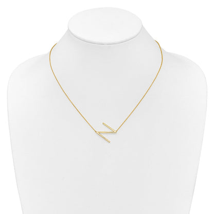 14K Gelbgold Seitlich Diamant Initiale N 18 Zoll Halskette