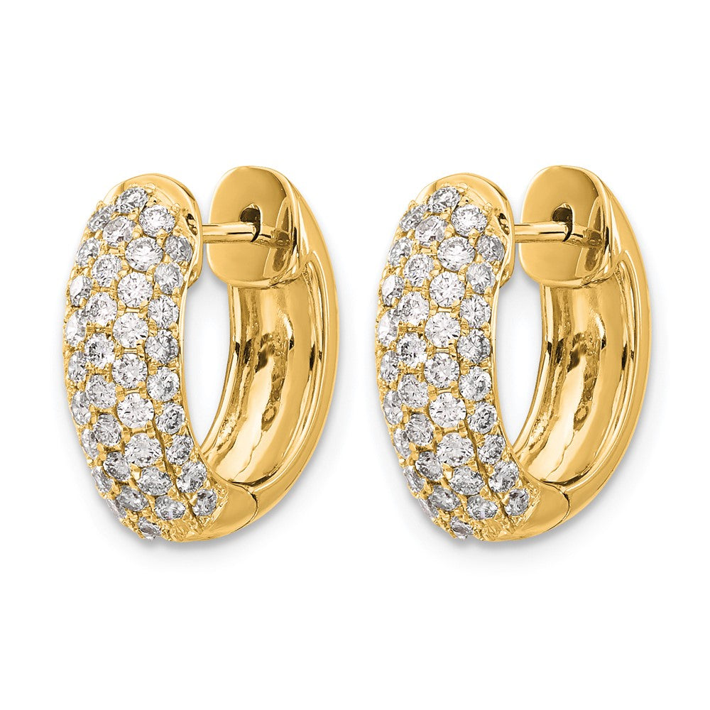 14K Gelbgold Creolen mit Klappscharnier und Diamant-Pavé, 1K