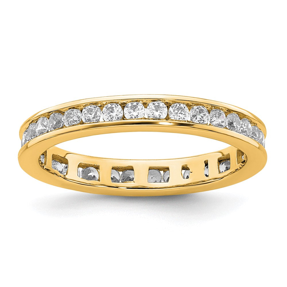 14K Gelbgold Poliert Größe 4 Kanalfassung-set 1/2 Karat Diamant Komplett Memoire Ehering Ring