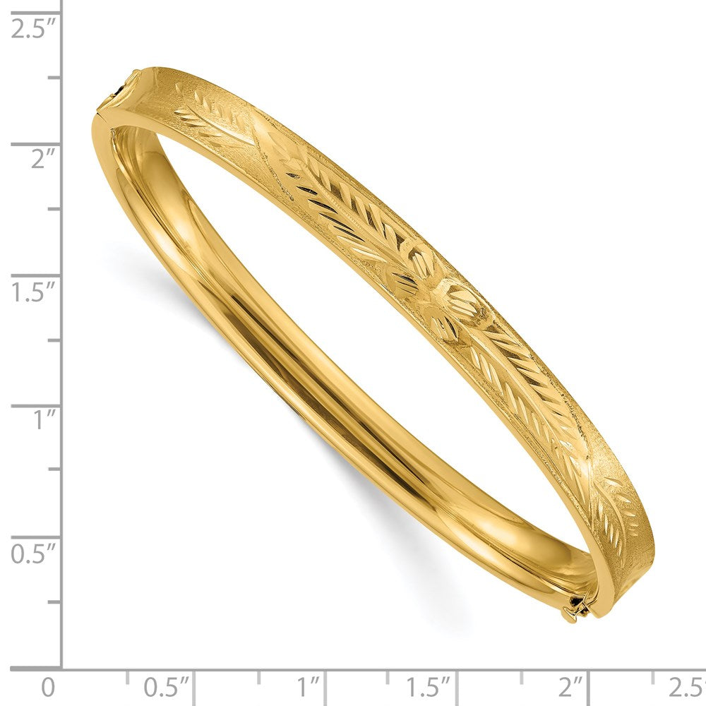 14K Gelbgold 4/16 Diamantiert Konkav 6.00mm Klappbar Oval Armreif Armband