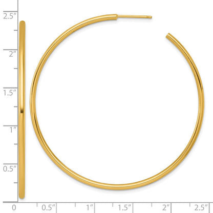 14K Gelbgold Poliert 2.0 X 60mm Röhre C-hoop Ohrstecker