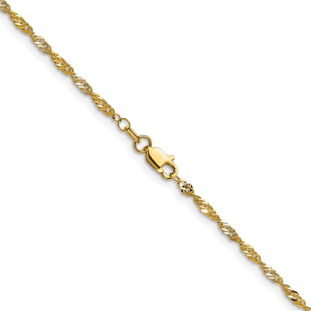 14K Gelbgold mit Rhodium 1.9mm Singapurkette Halskette