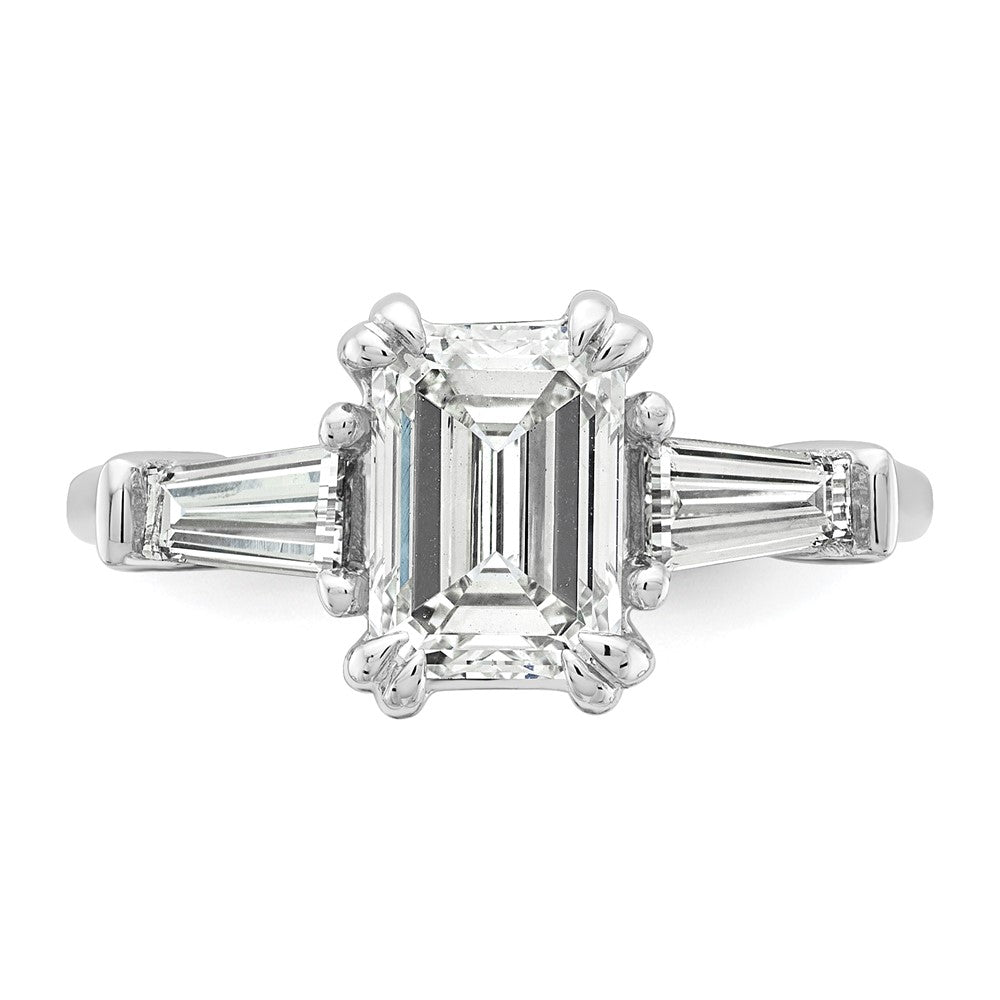14K Weißgold 3/4ct Im Labor Gezüchtet Diamant Vs+ F+ Smaragd Mittig Halbfassung Eng Ring