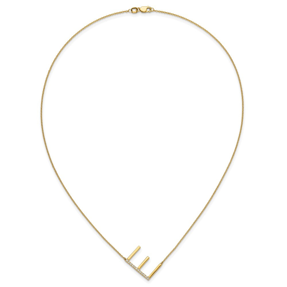 14K Gelbgold Seitlich Diamant Initiale E 18 Zoll Halskette