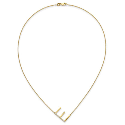 14K Gelbgold Seitlich Diamant Initiale E 18 Zoll Halskette