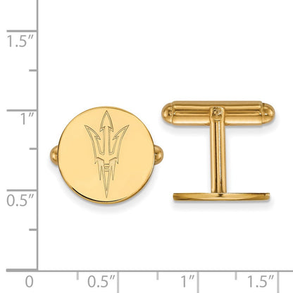 14K Gelbgold Gold Logoart Arizona State University Pitchfork Manschette Knöpfe