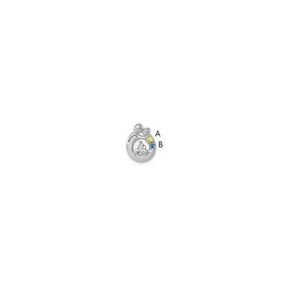 14K Weißgold 2 Geburtsstein und Diamant Mutter/child Kette Anhänger Halbfassung