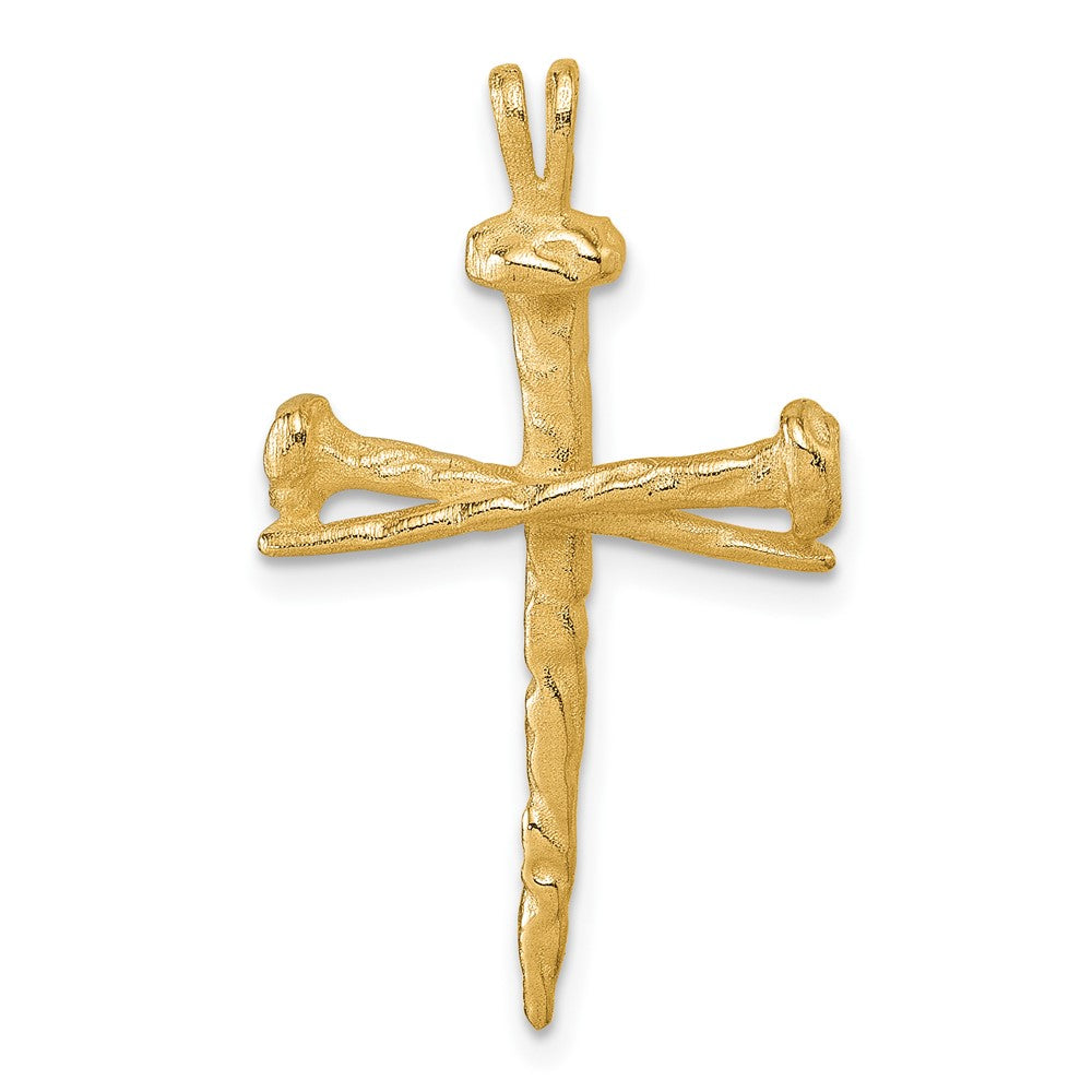 14K Gelbgold polierter Nagel-Kreuz-Charm