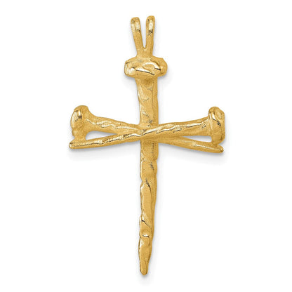 14K Gelbgold polierter Nagel-Kreuz-Charm
