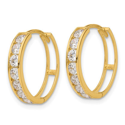14K Gelbgold Poliert Zirkonia 4x18mm Huggie Creolen
