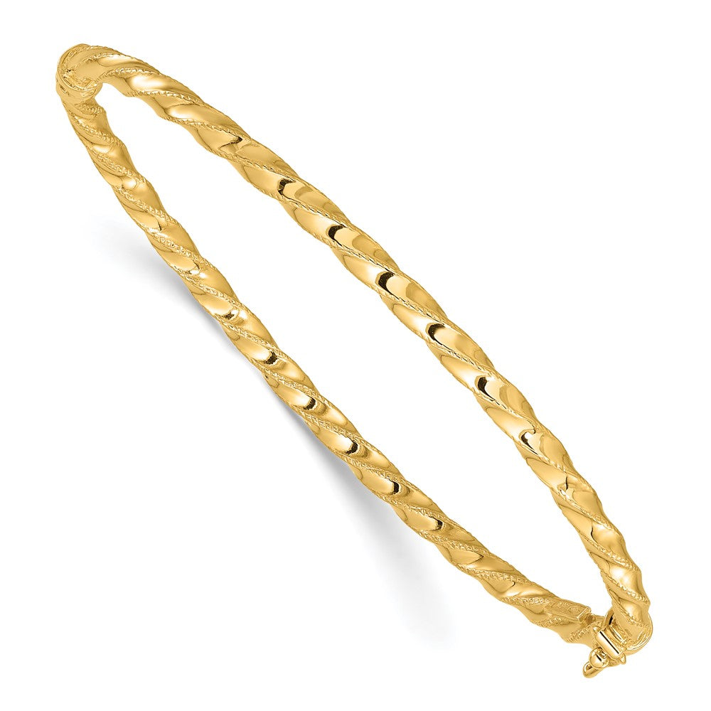 14K Gelbgold Poliert Gedreht 3.20mm Klappbar Oval Armreif Armband