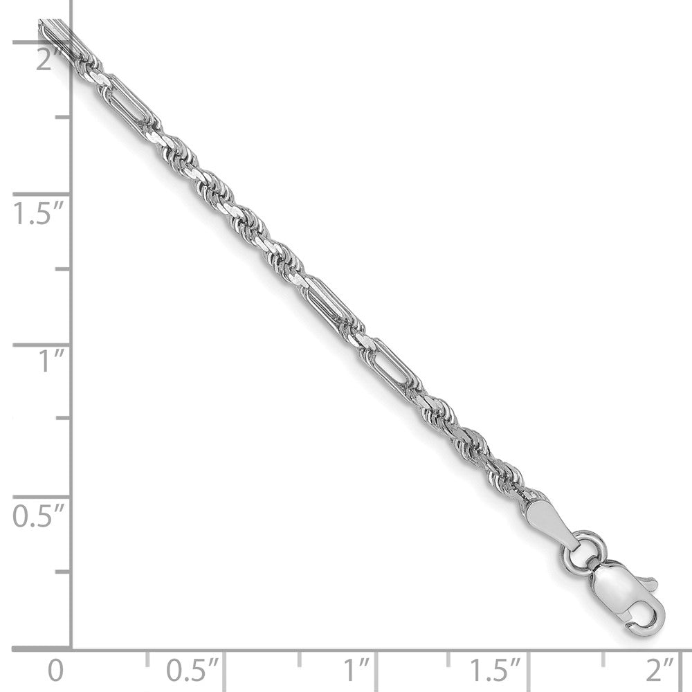 14K Weißgold 2.5mm Diamantiert Milano Kordel Gliederarmband